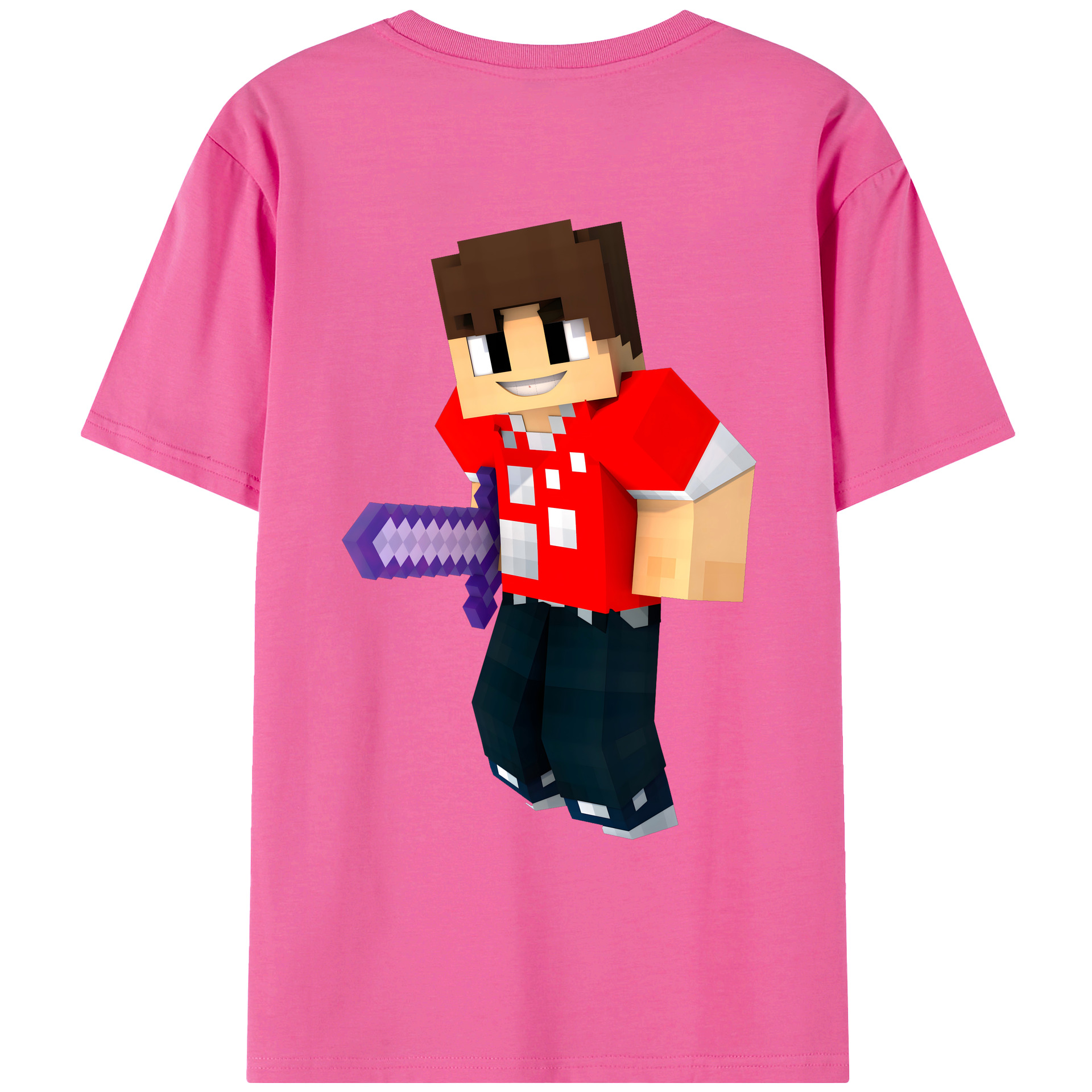 （画像用） マインクラフト ブロックの世界 Minecraft MC Block world レディース半袖Tシャツ(バックプリント)